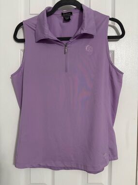 GOLFTINI Lavender Sleeveless Zip Polo Tank